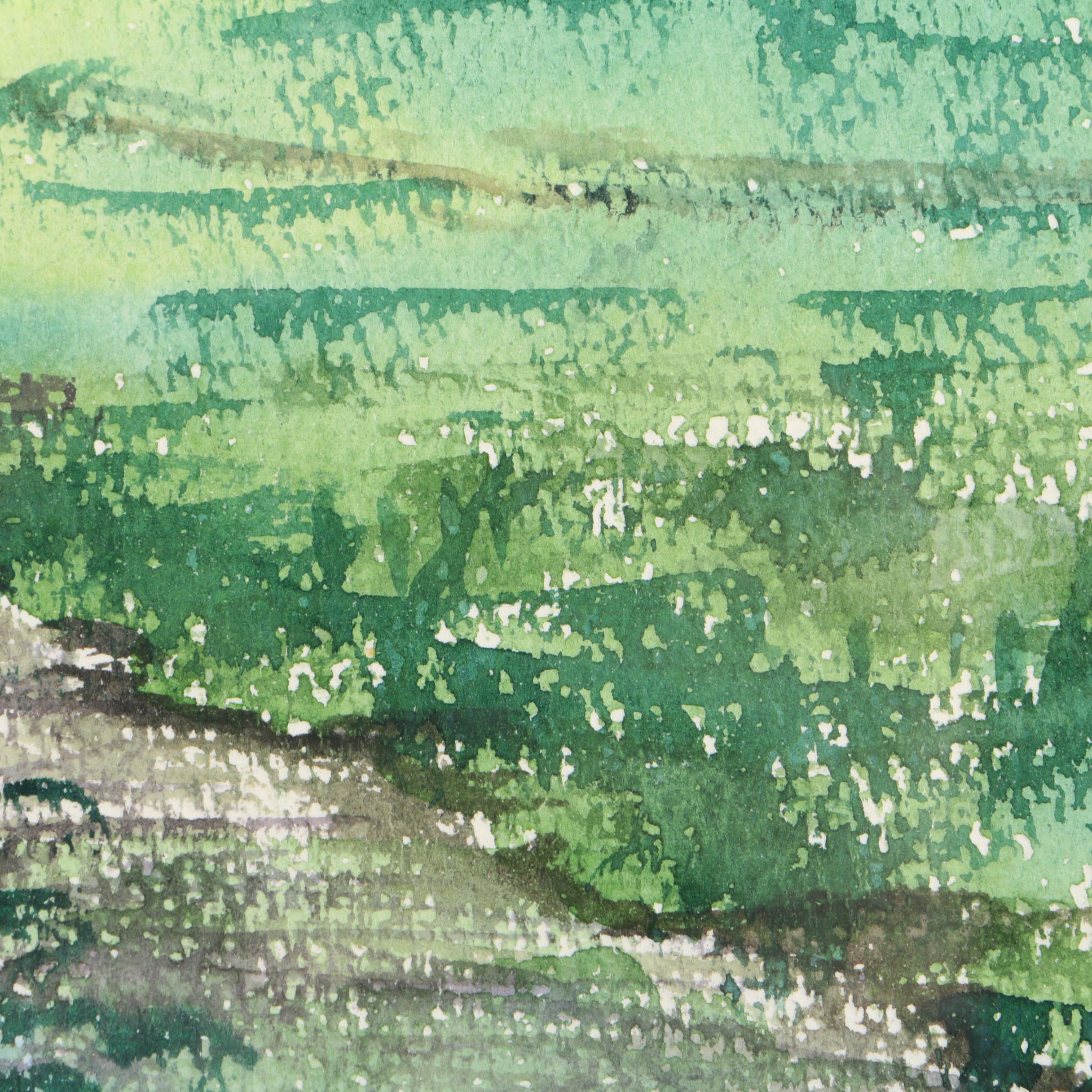 Briddell Signed Watercolor on Paper of a Water Mill