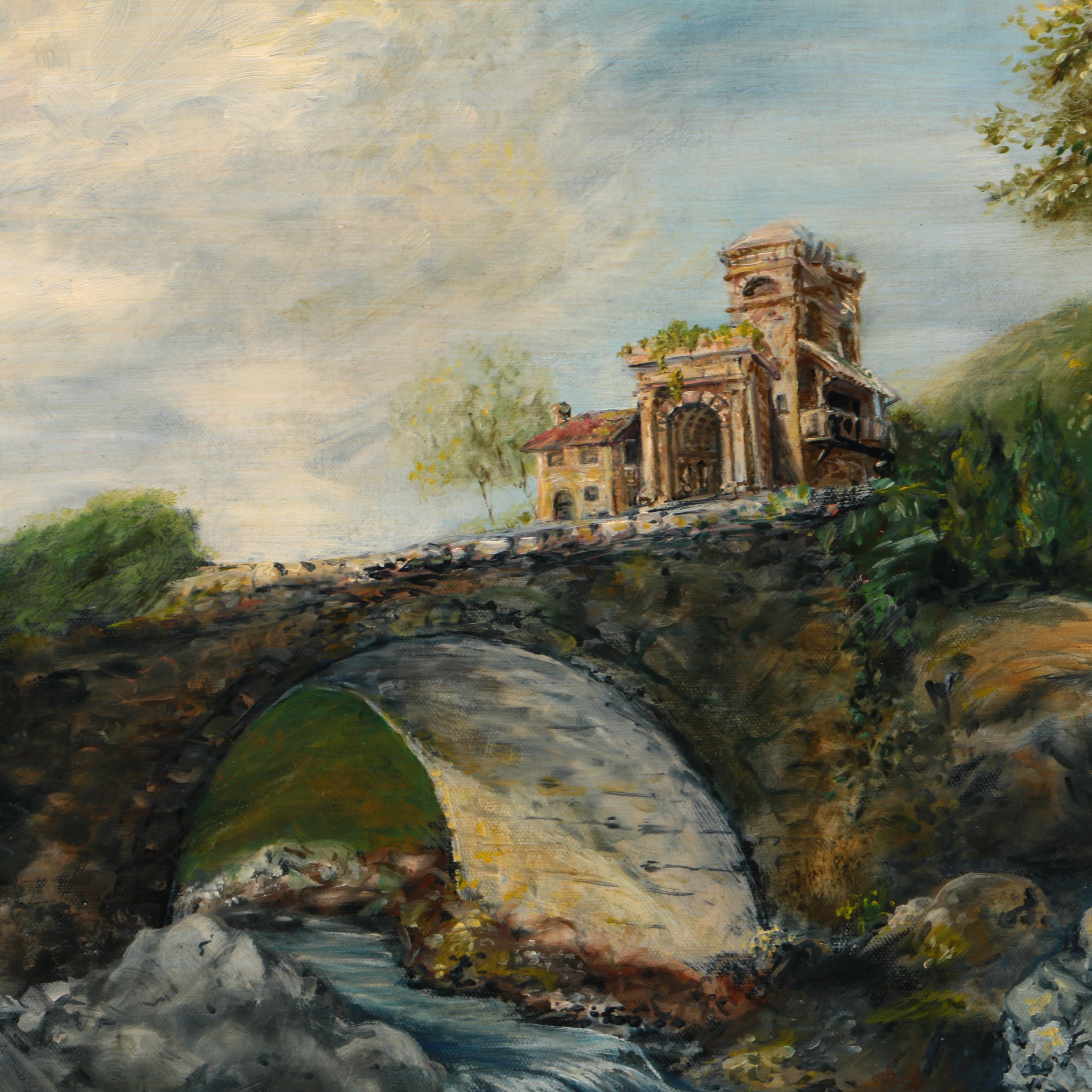 S. Fitch Oil on Canvas of Ancient Ruins