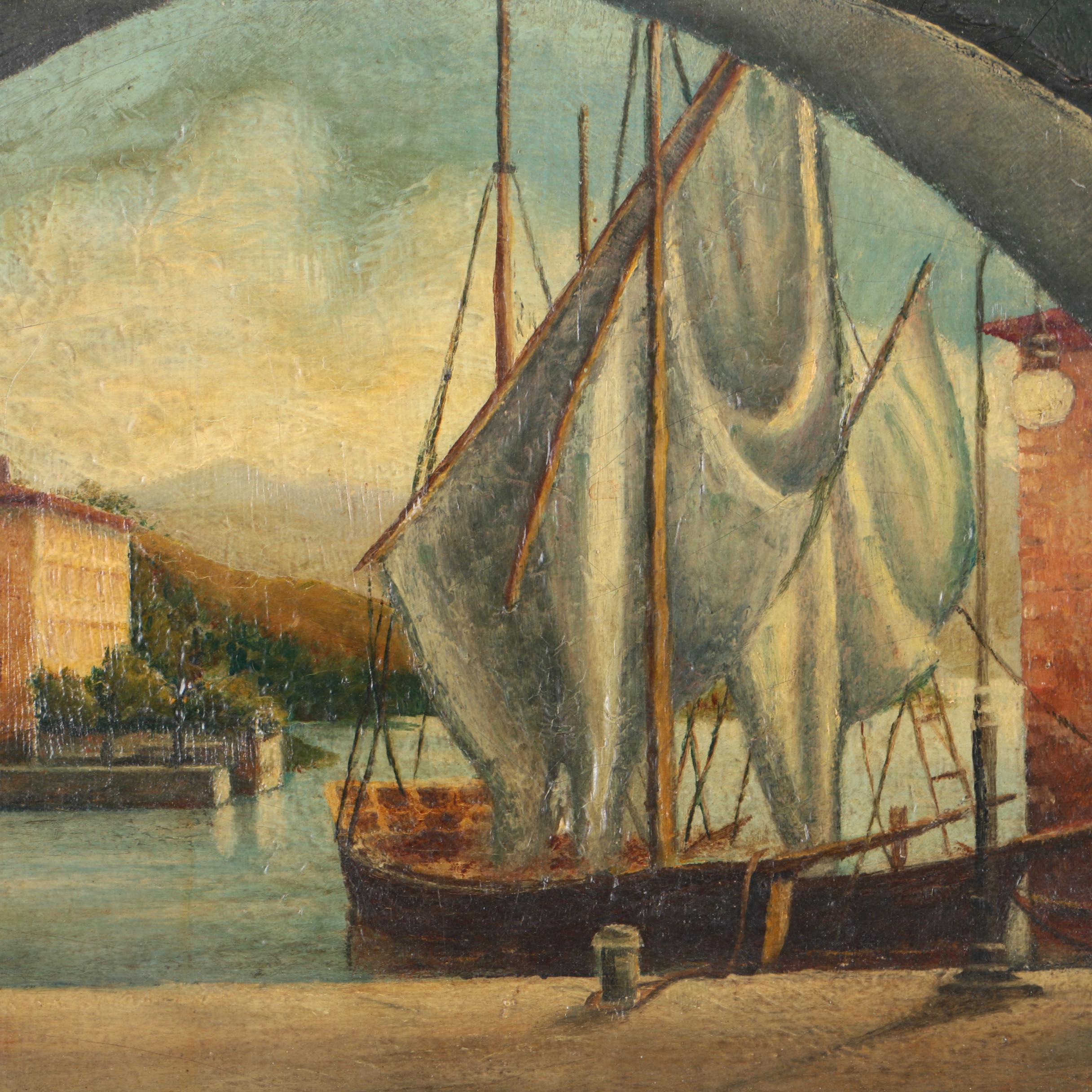 La Fave Oil Painting of a Docked Boat