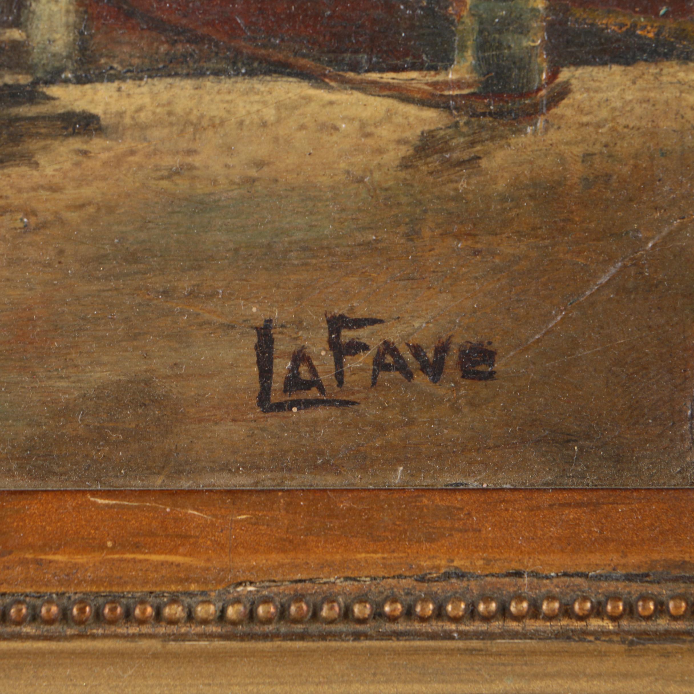 La Fave Oil Painting of a Docked Boat