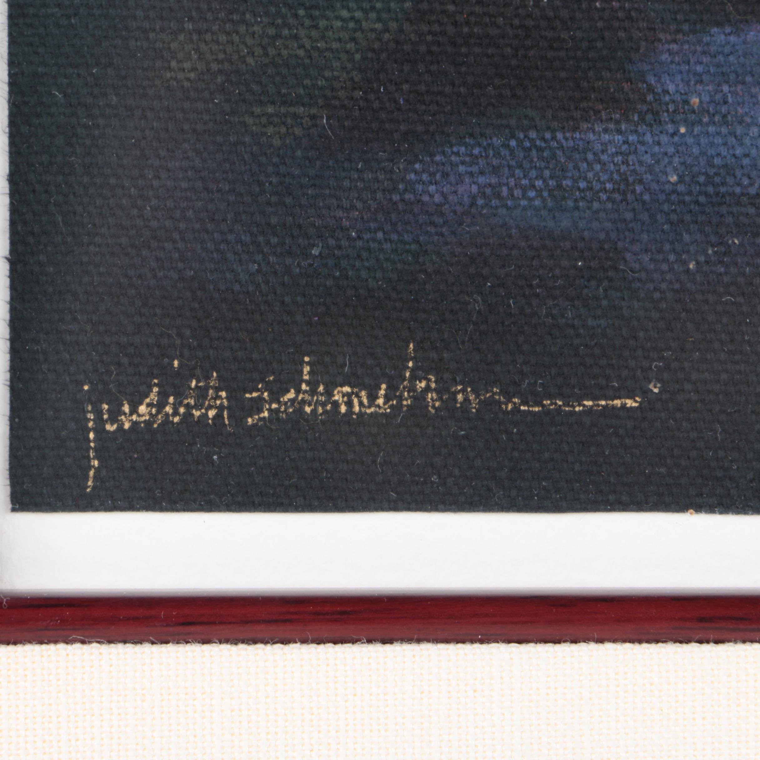 Judith Schonebaum Acrylic on Canvas of a Wooded Landscape