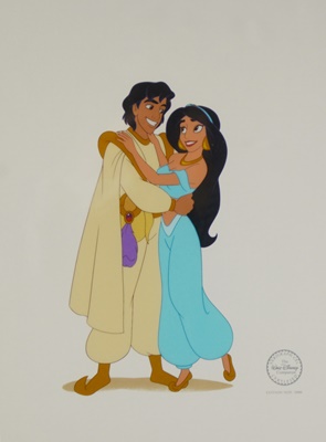 Walt Disney 1993 Limited Edition Sericel "Royal Embrace" After Aladdin