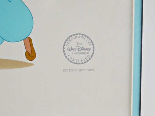 Walt Disney 1993 Limited Edition Sericel "Royal Embrace" After Aladdin