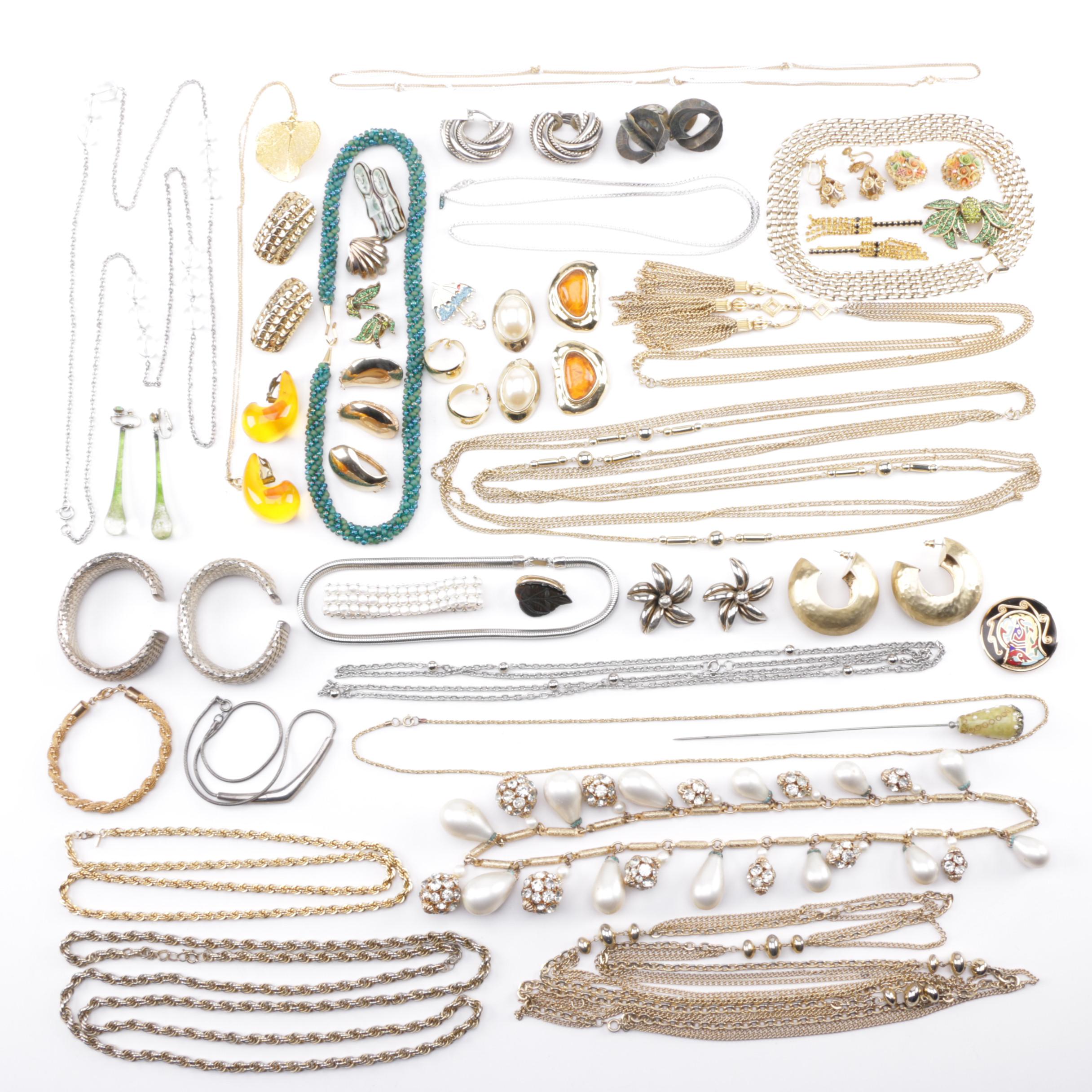 Assortment of Costume Jewelry Including Weiss and Les Bernard