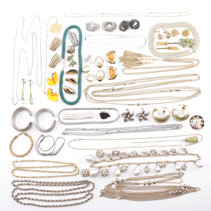 Assortment of Costume Jewelry Including Weiss and Les Bernard