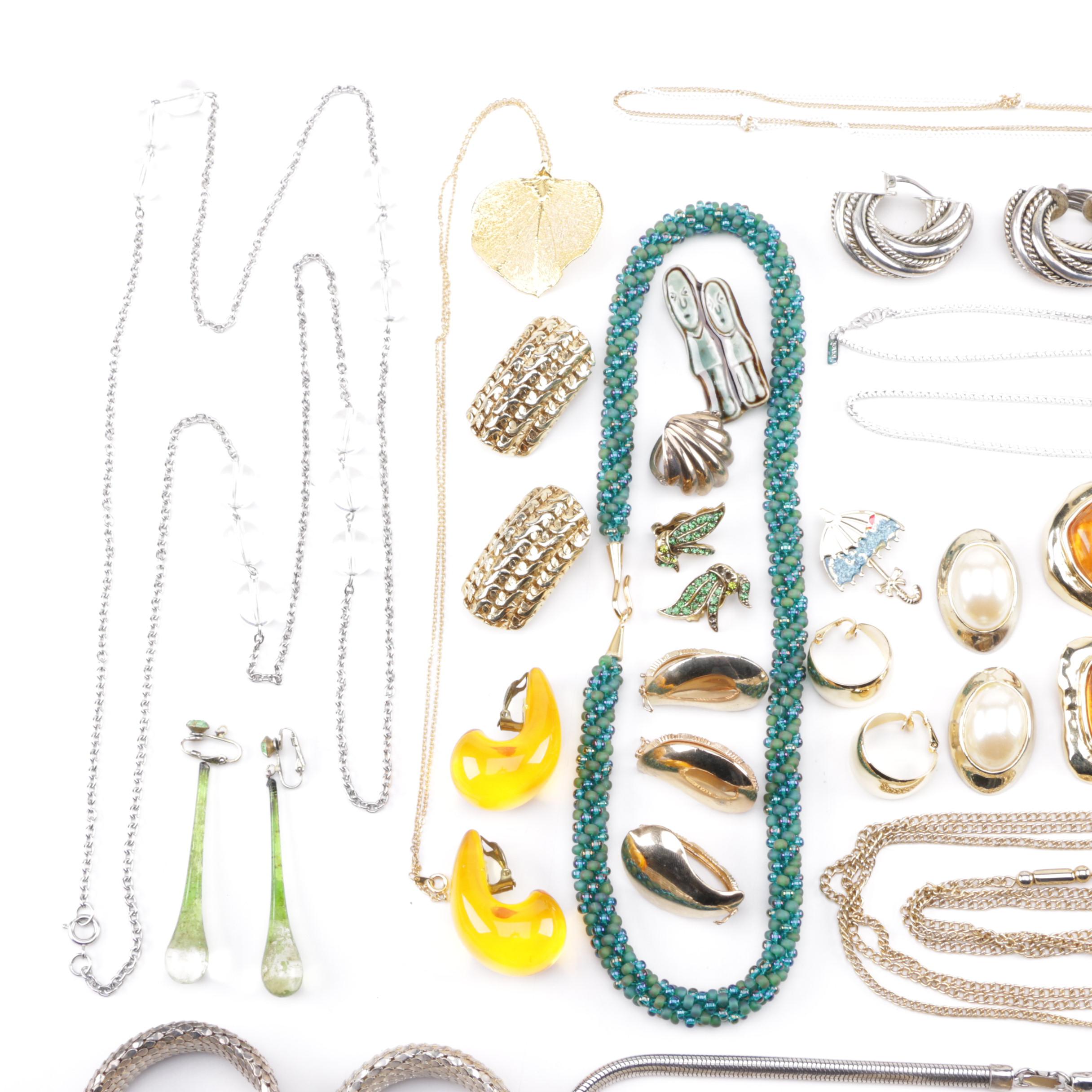 Assortment of Costume Jewelry Including Weiss and Les Bernard