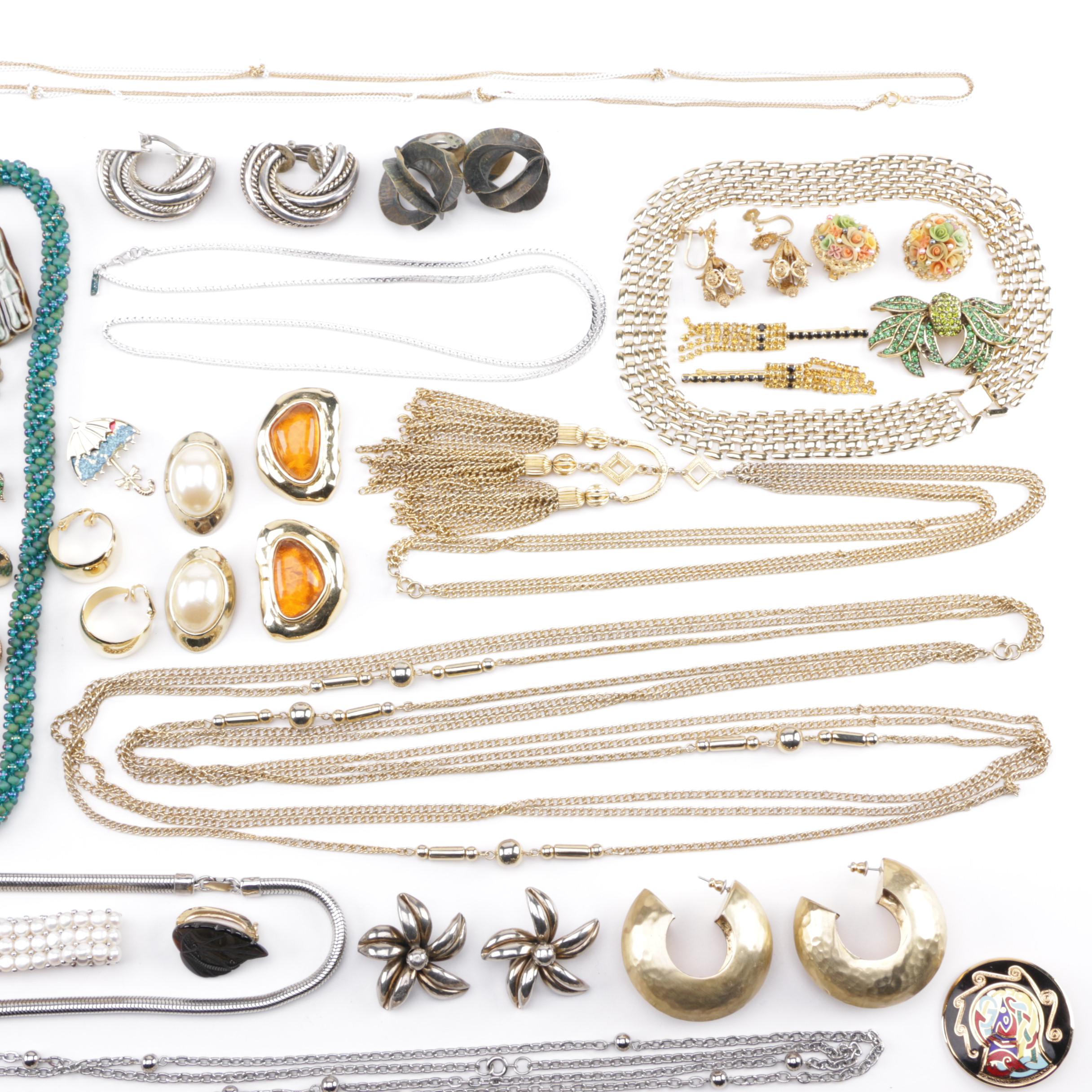 Assortment of Costume Jewelry Including Weiss and Les Bernard