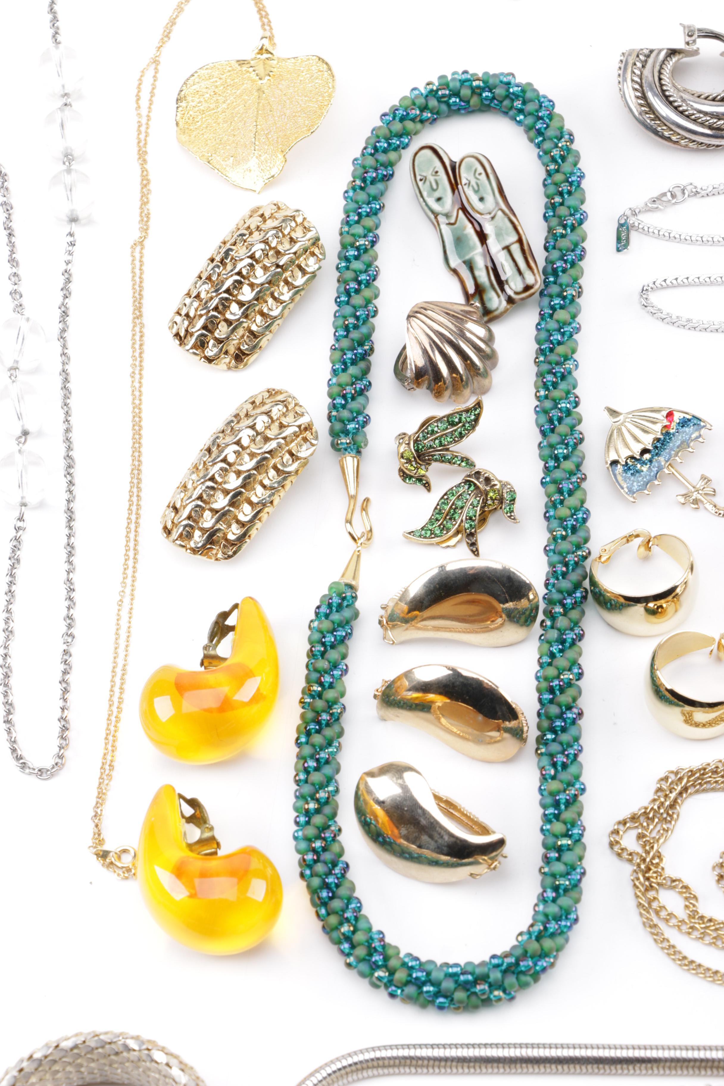 Assortment of Costume Jewelry Including Weiss and Les Bernard