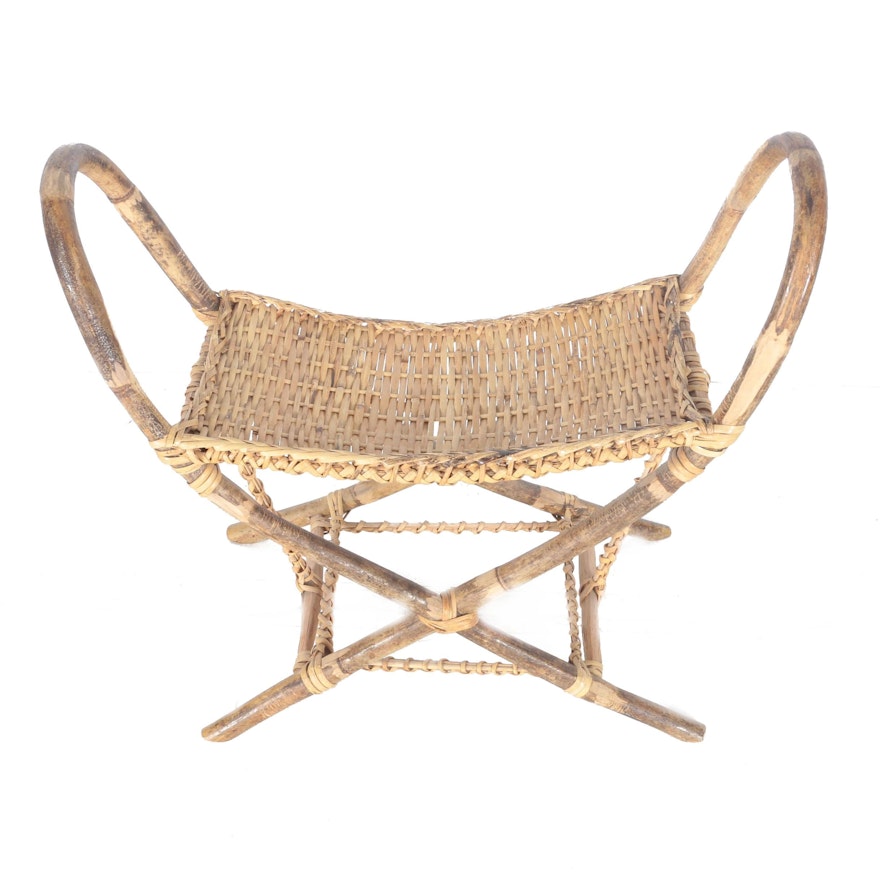 Wicker Chair with Rounded Arms