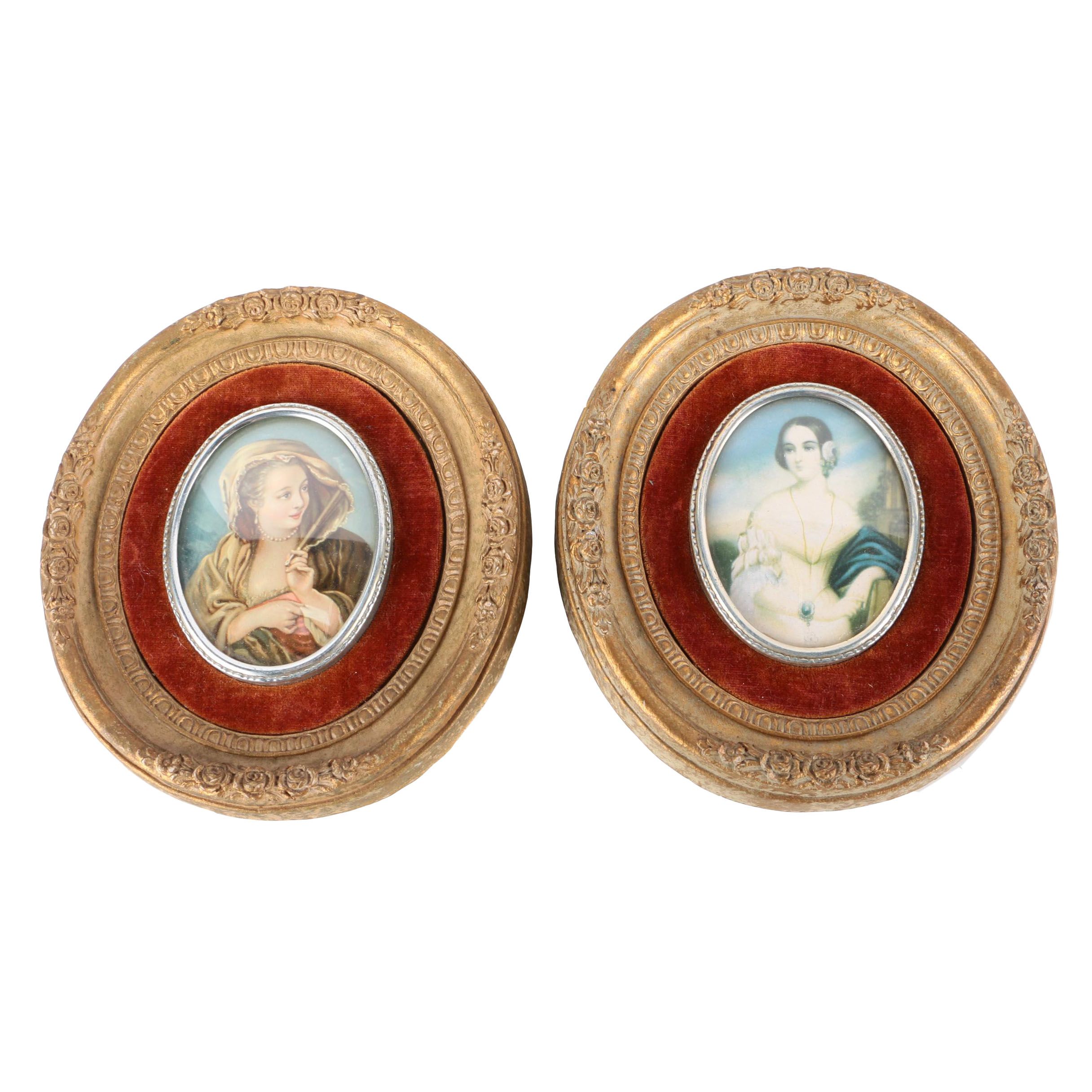 Pair of Handpainted Portraits by Cameo Creations