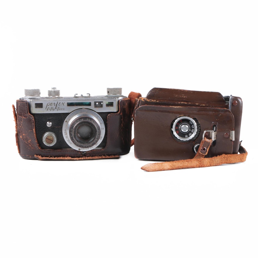 Pair of Cameras with Leather Cases