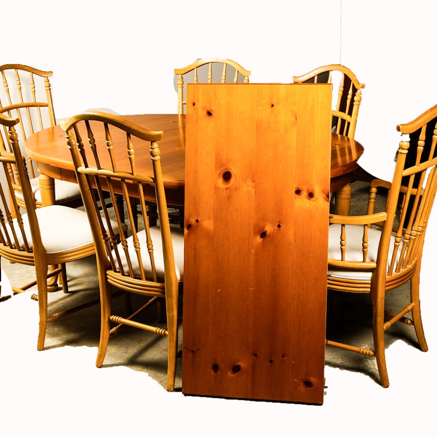 Pine Dining Table and Six Chairs