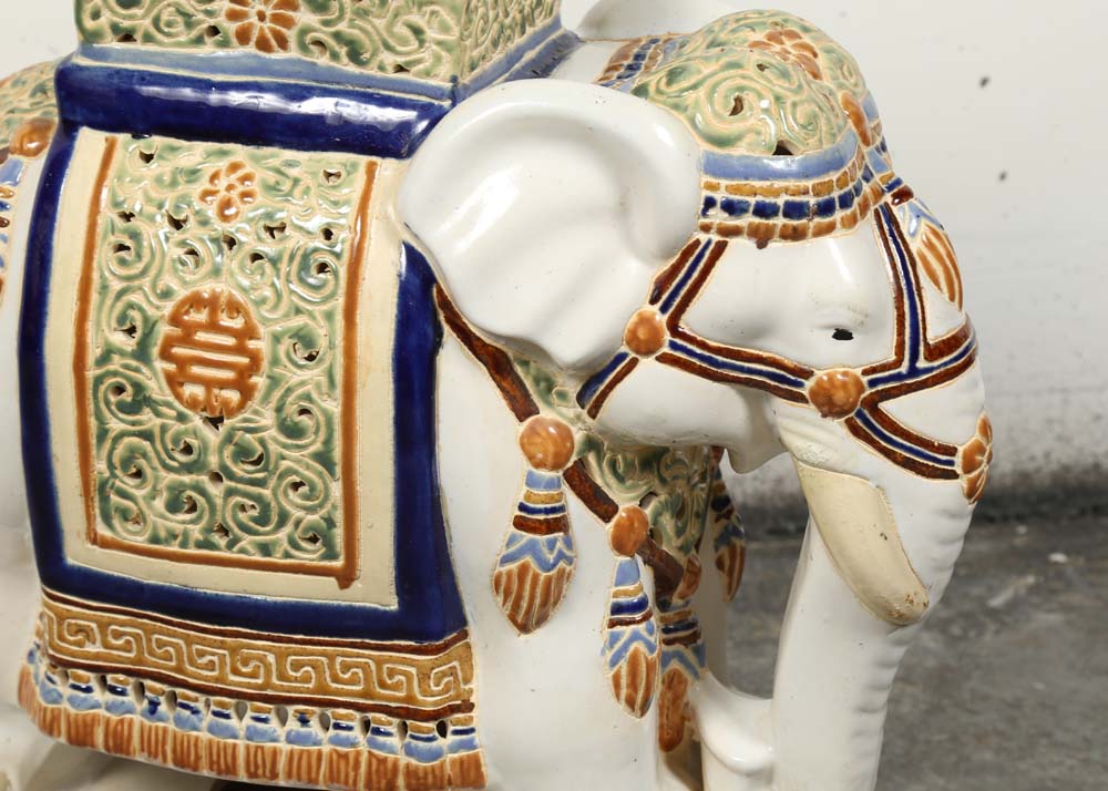 Ceramic Elephant Garden Stools