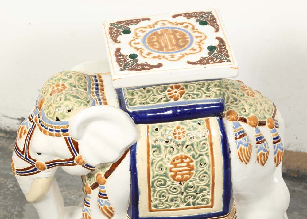 Ceramic Elephant Garden Stools