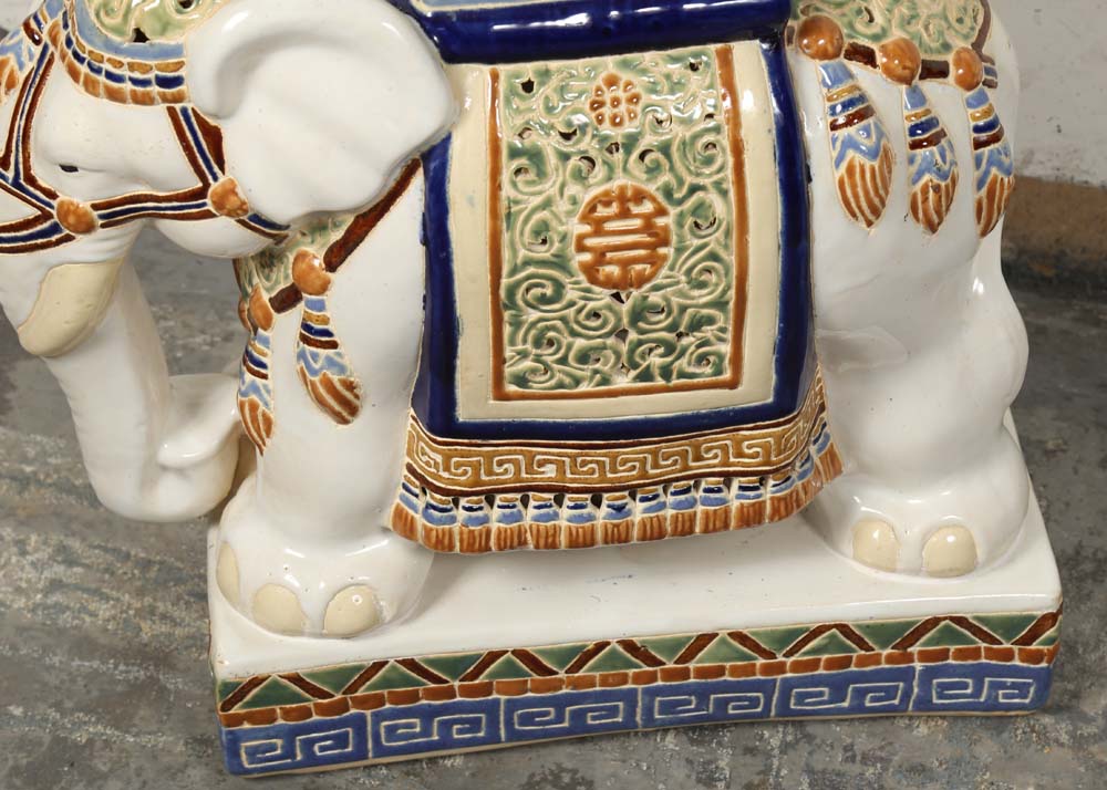 Ceramic Elephant Garden Stools