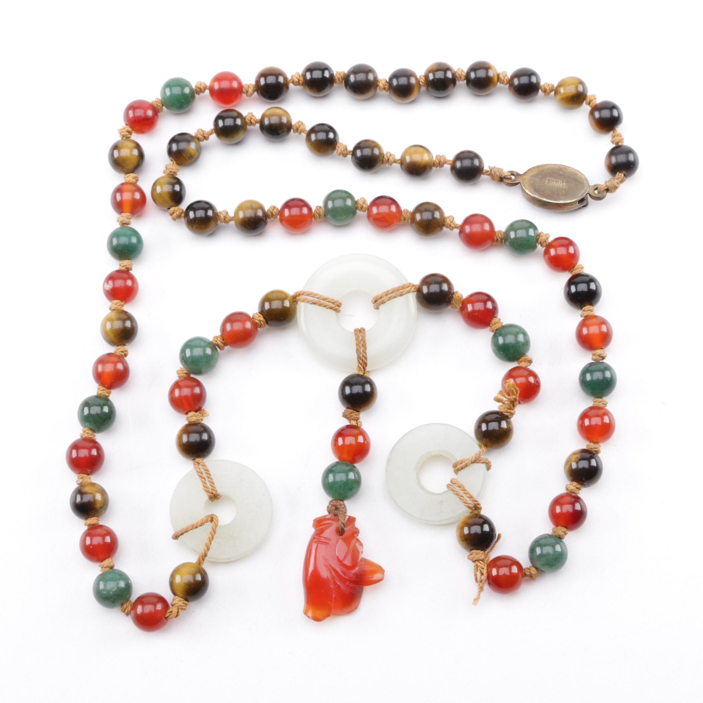 Sterling Silver Necklace and Earrings Including Gemstones