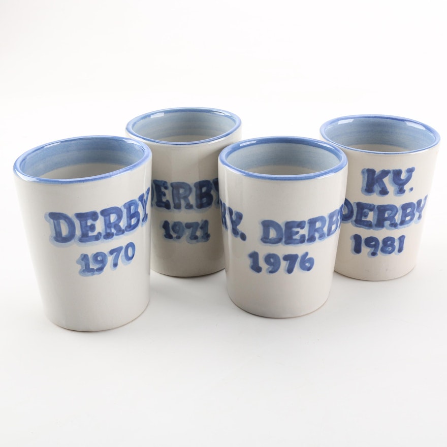 Vintage M. A. Hadley Kentucky Derby Stoneware Cups