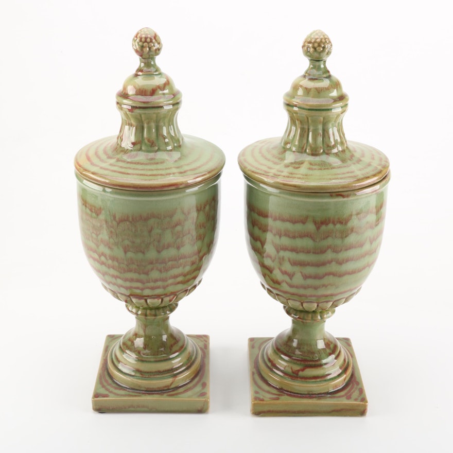 Pair of Decorative Ceramic Urns