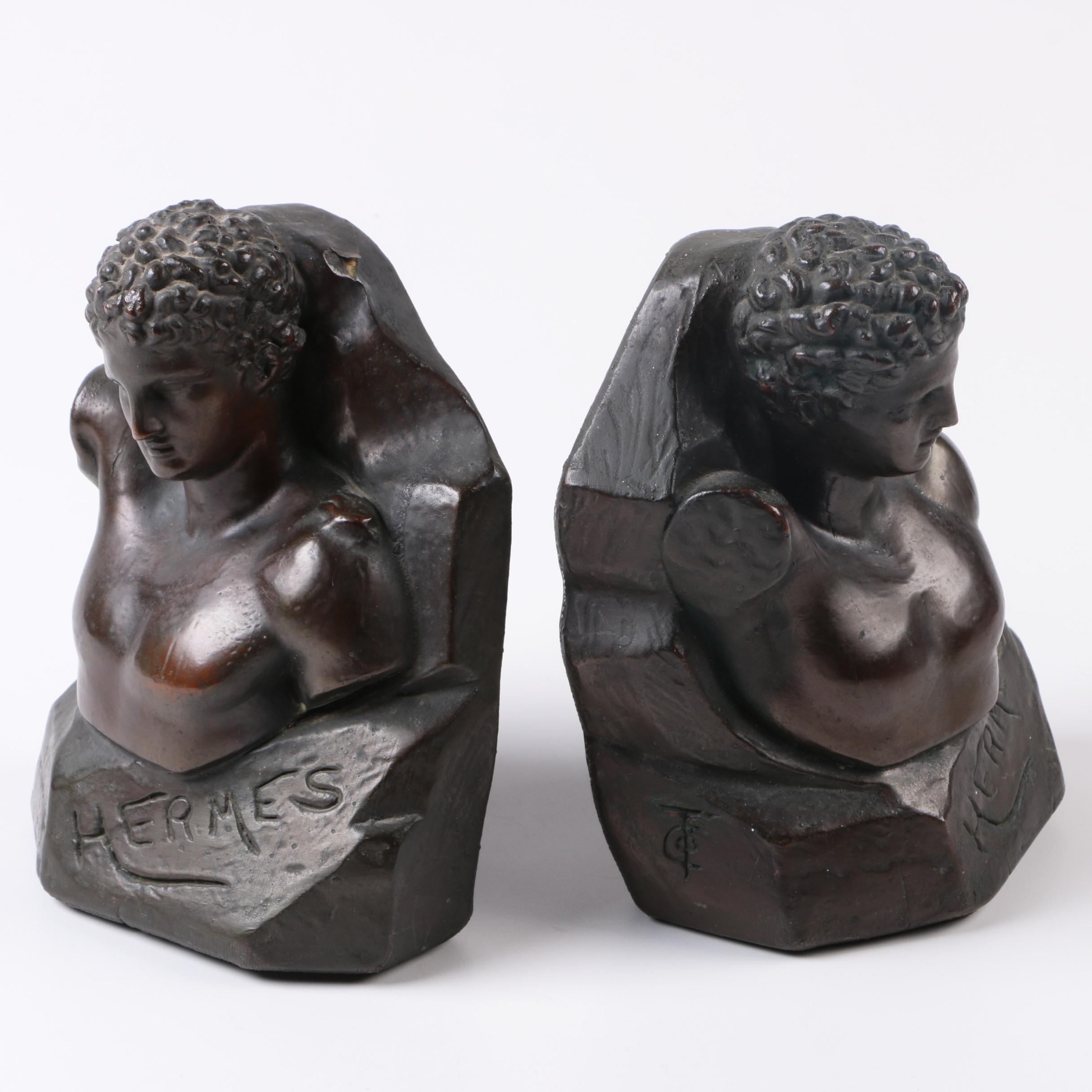 Bronze Bookends of Hermes
