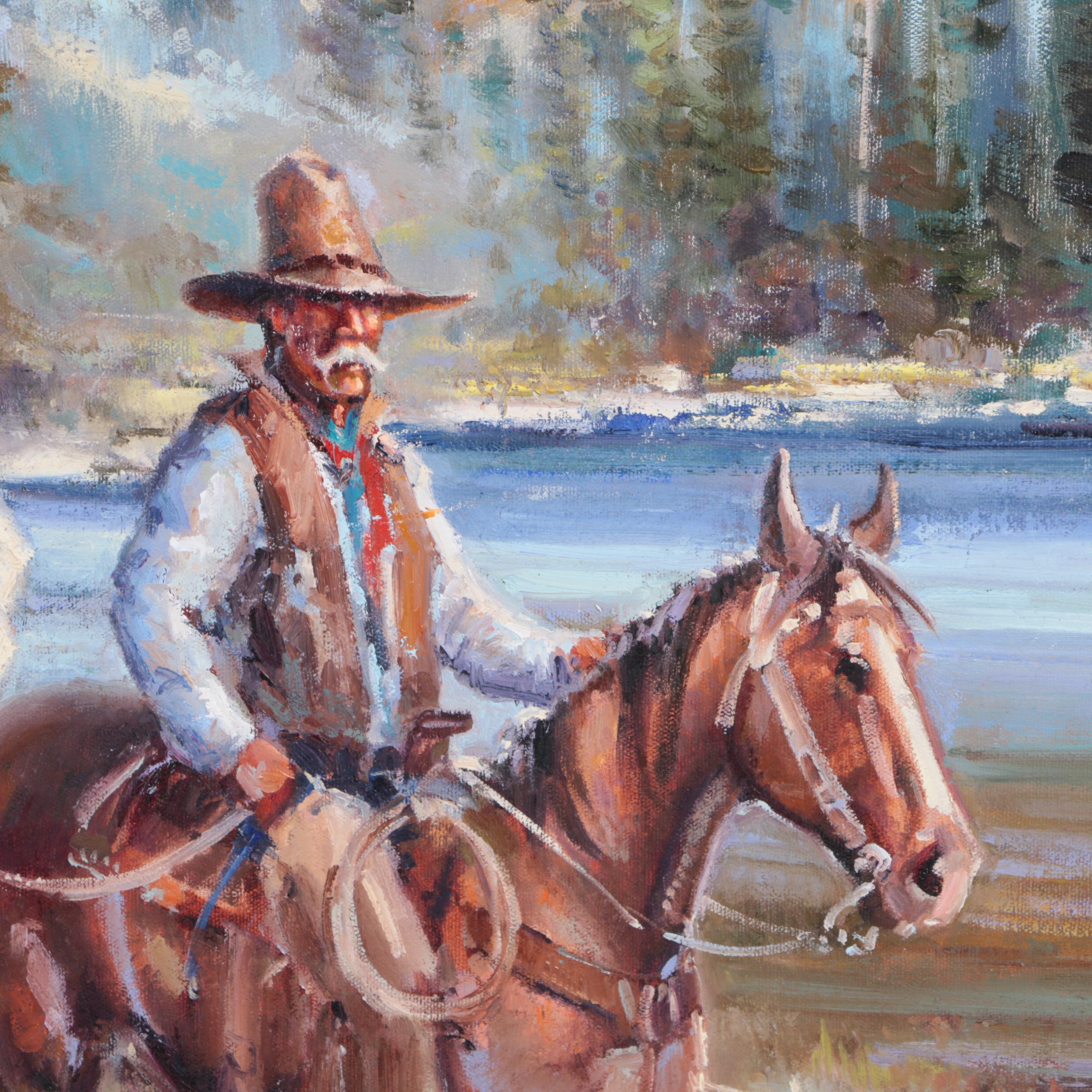Kirk Randle Oil Painting on Canvas of Cattlemen