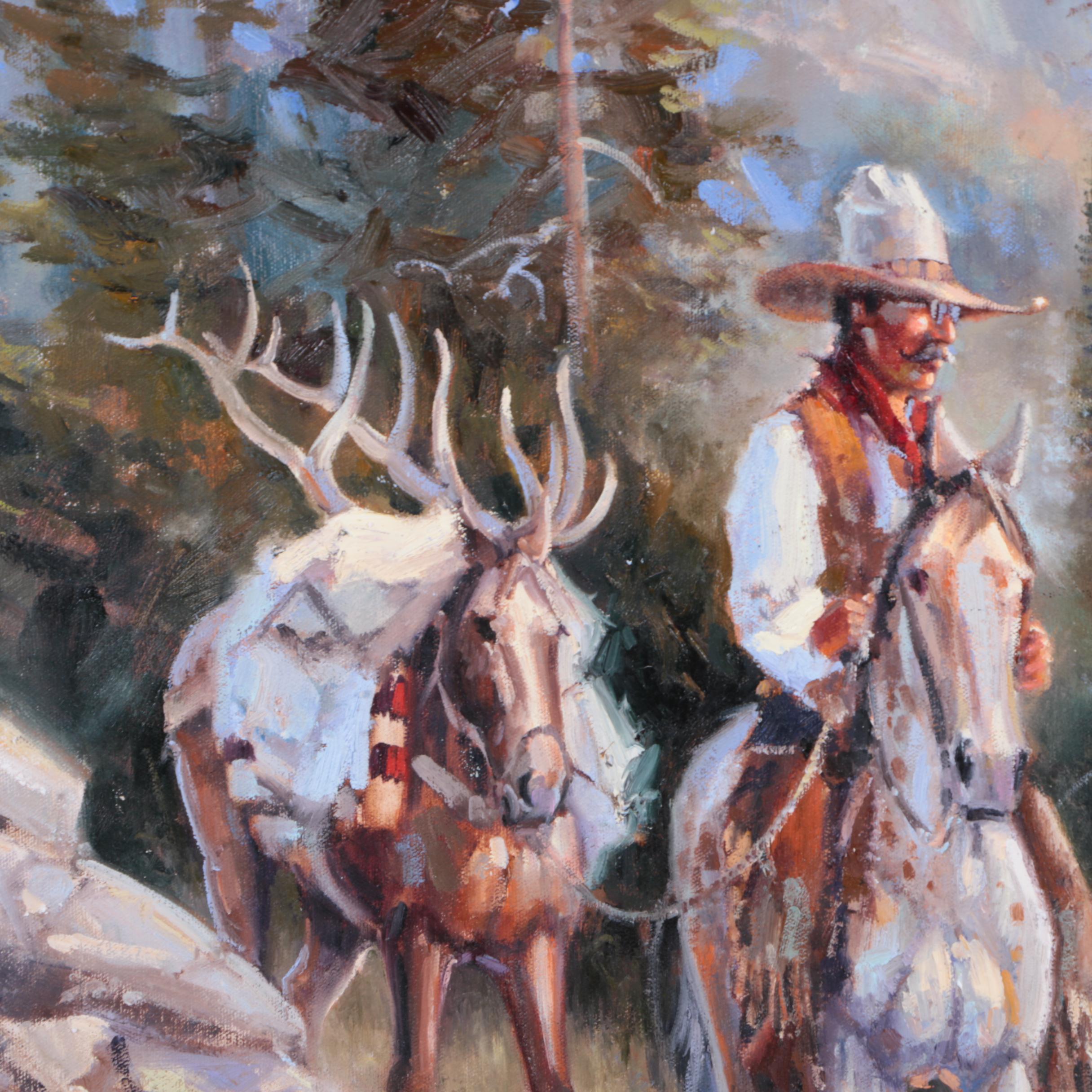 Kirk Randle Oil Painting on Canvas of Cattlemen