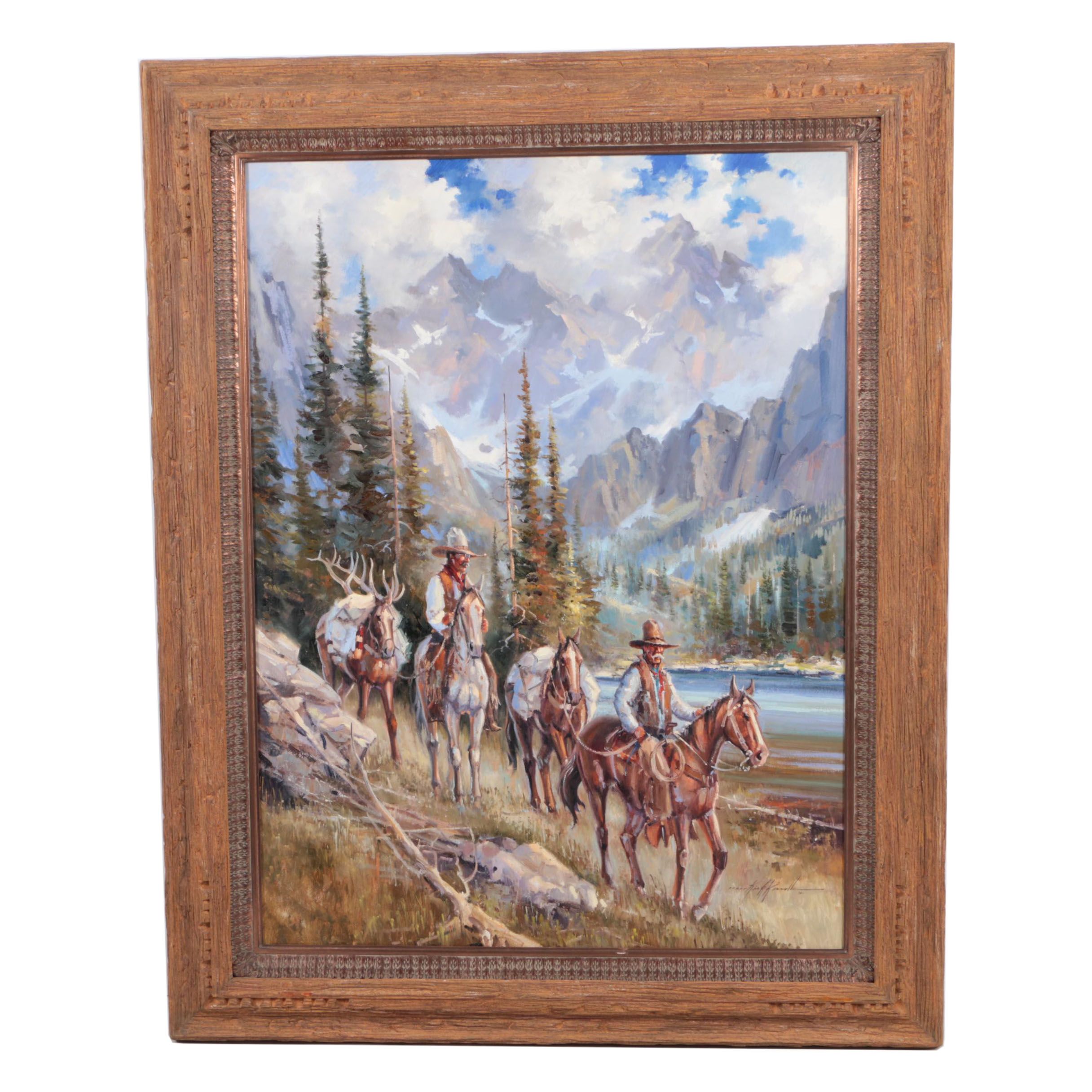 Kirk Randle Oil Painting on Canvas of Cattlemen