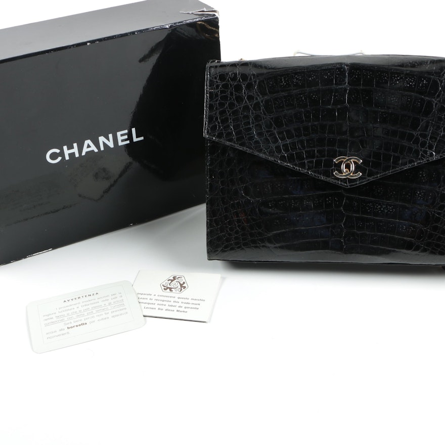 1986-1988 Vintage Chanel Crocodile Skin Handbag