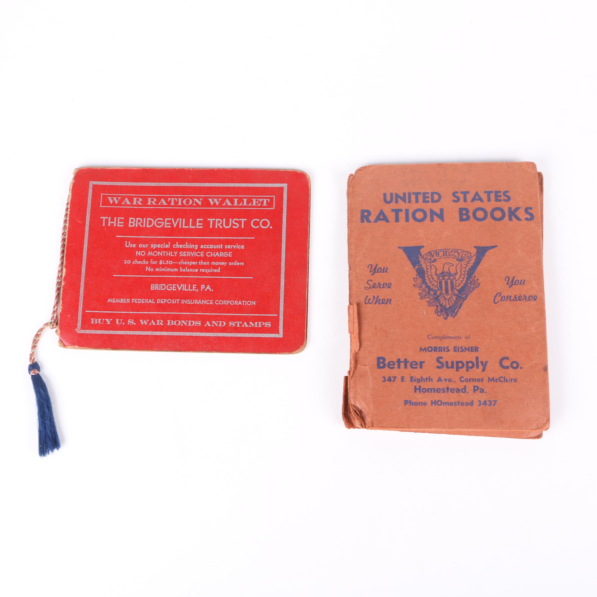 WWII United States Ration Stamps And Holders