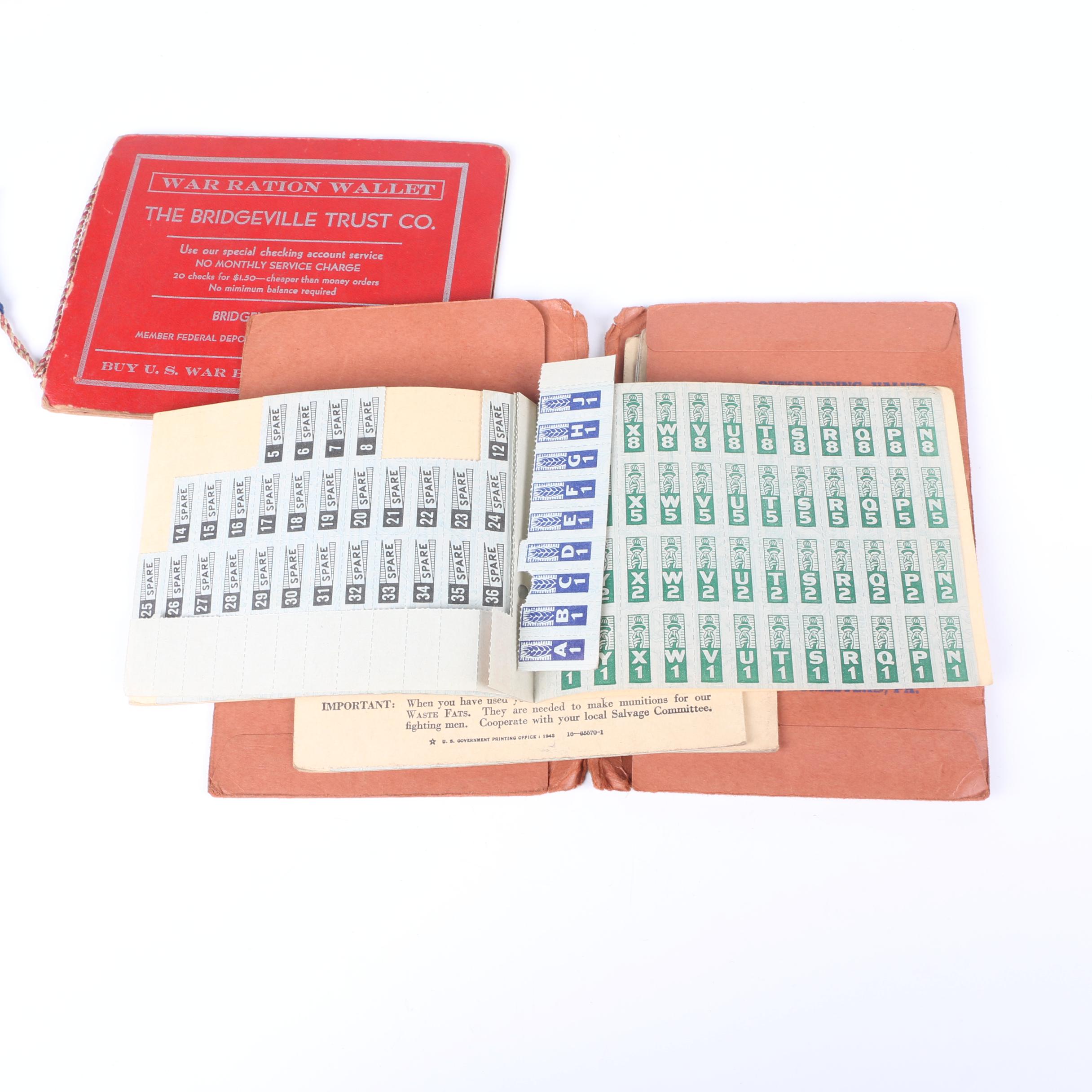 WWII United States Ration Stamps And Holders