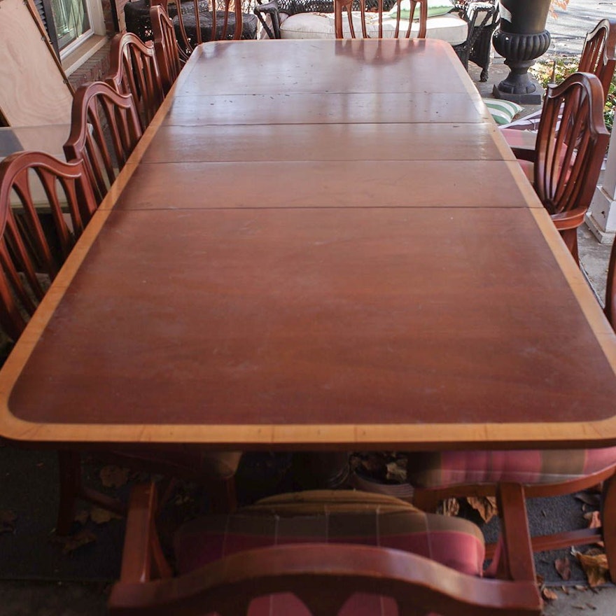 Federal Style Dining Table and Ten Chairs