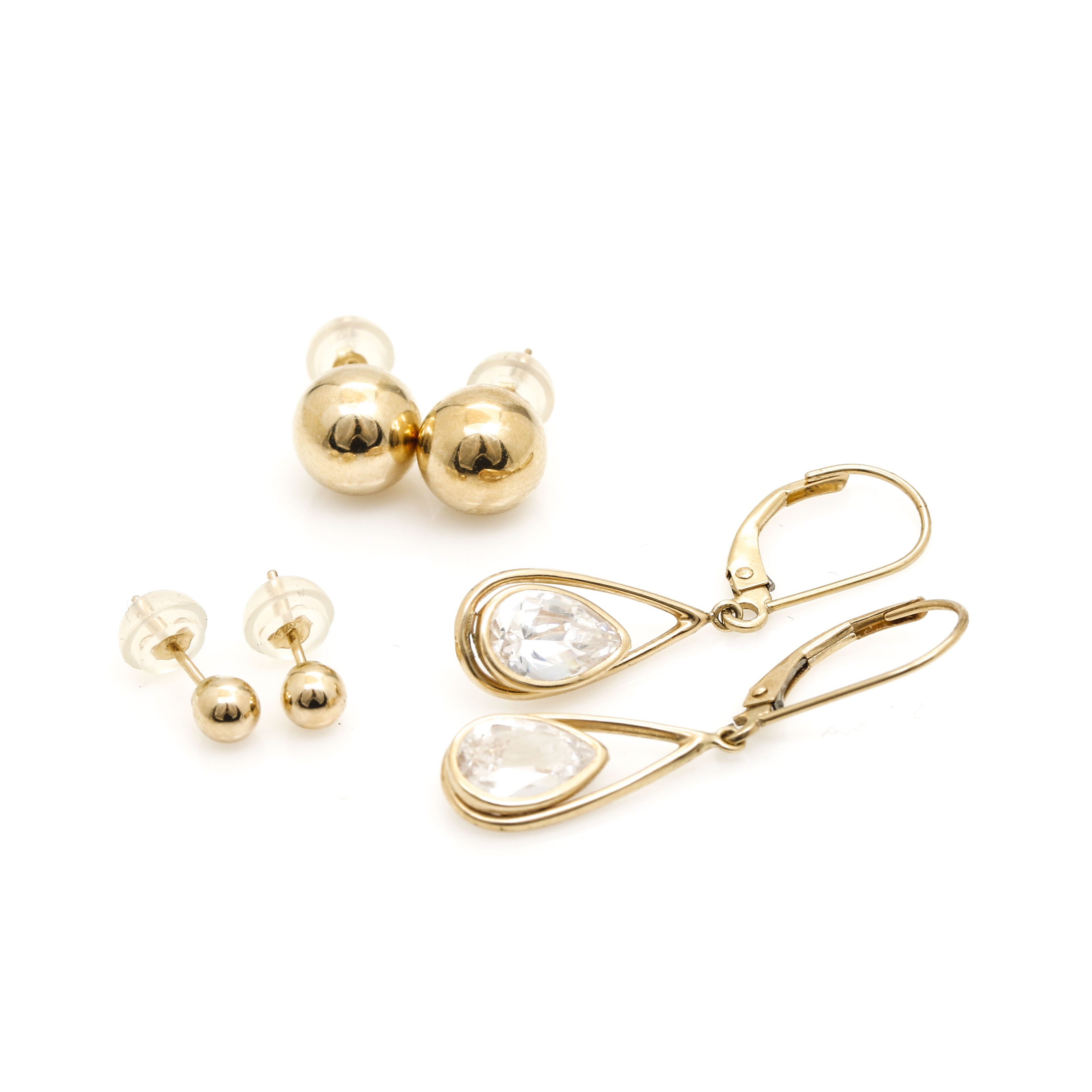 14K Yellow Gold Earring Selection With Cubic Zirconia
