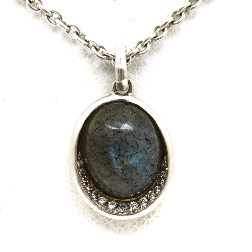 Ippolita Sterling Silver Labradorite and Diamond Pendant Necklace