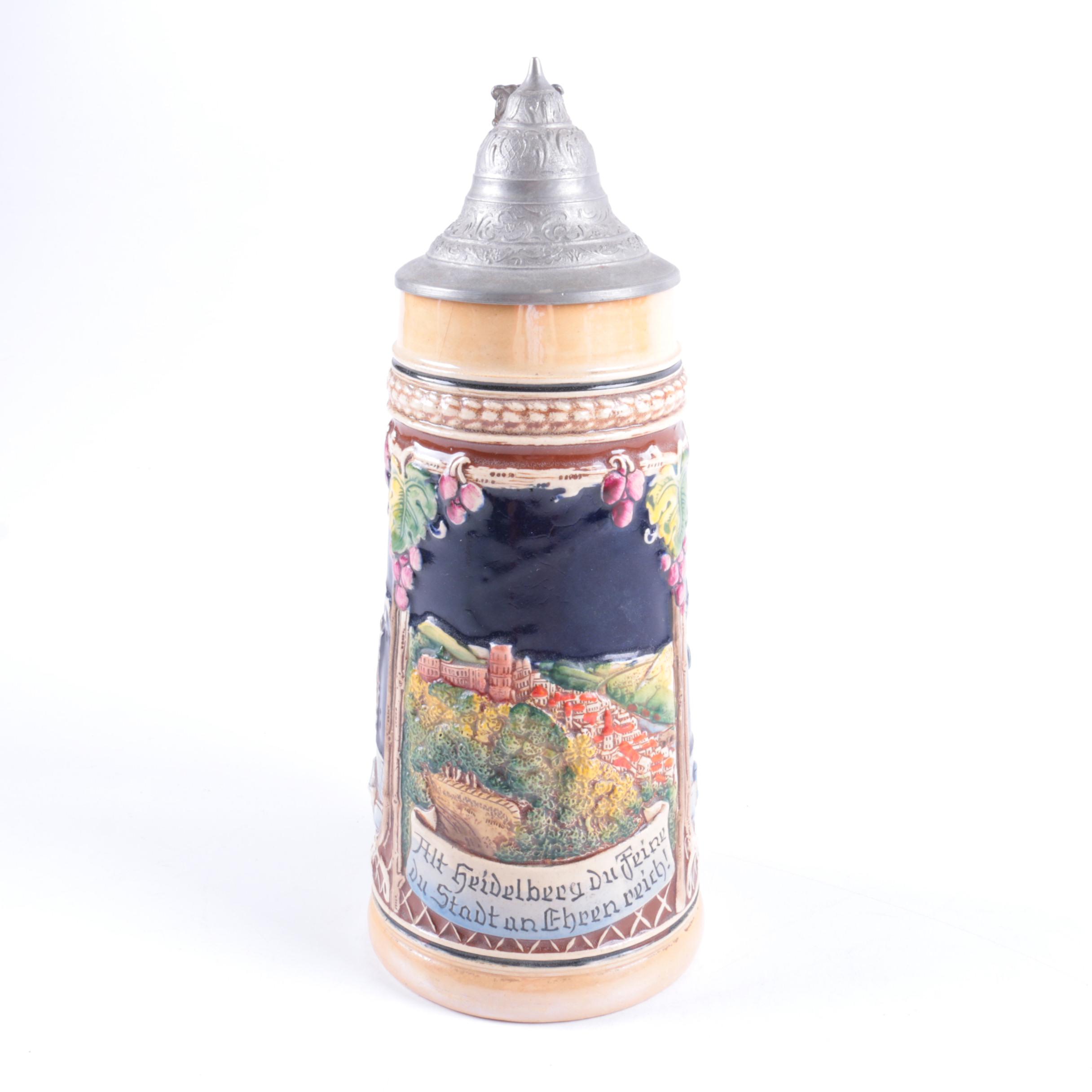 Lidded Ceramic Beer Stein