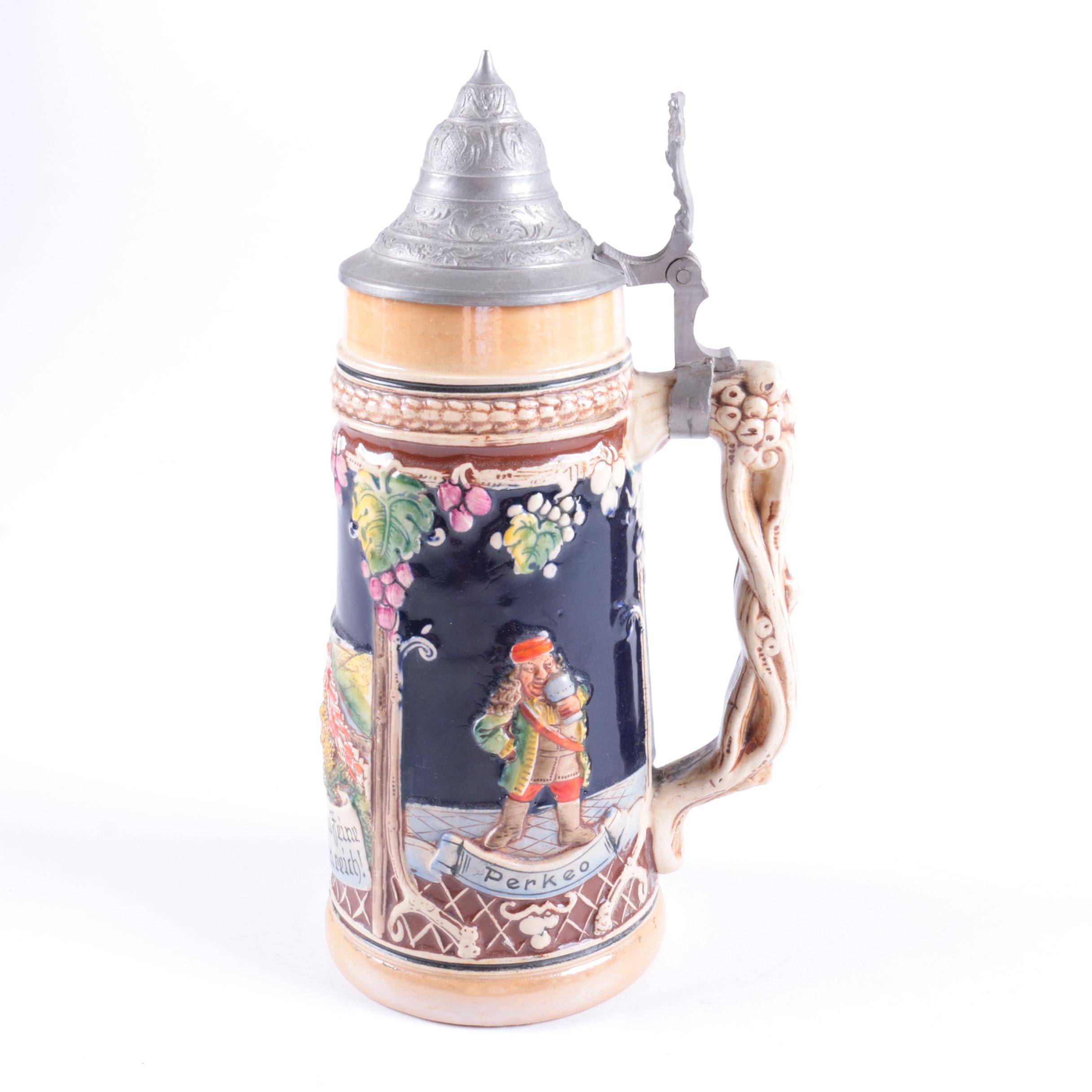 Lidded Ceramic Beer Stein