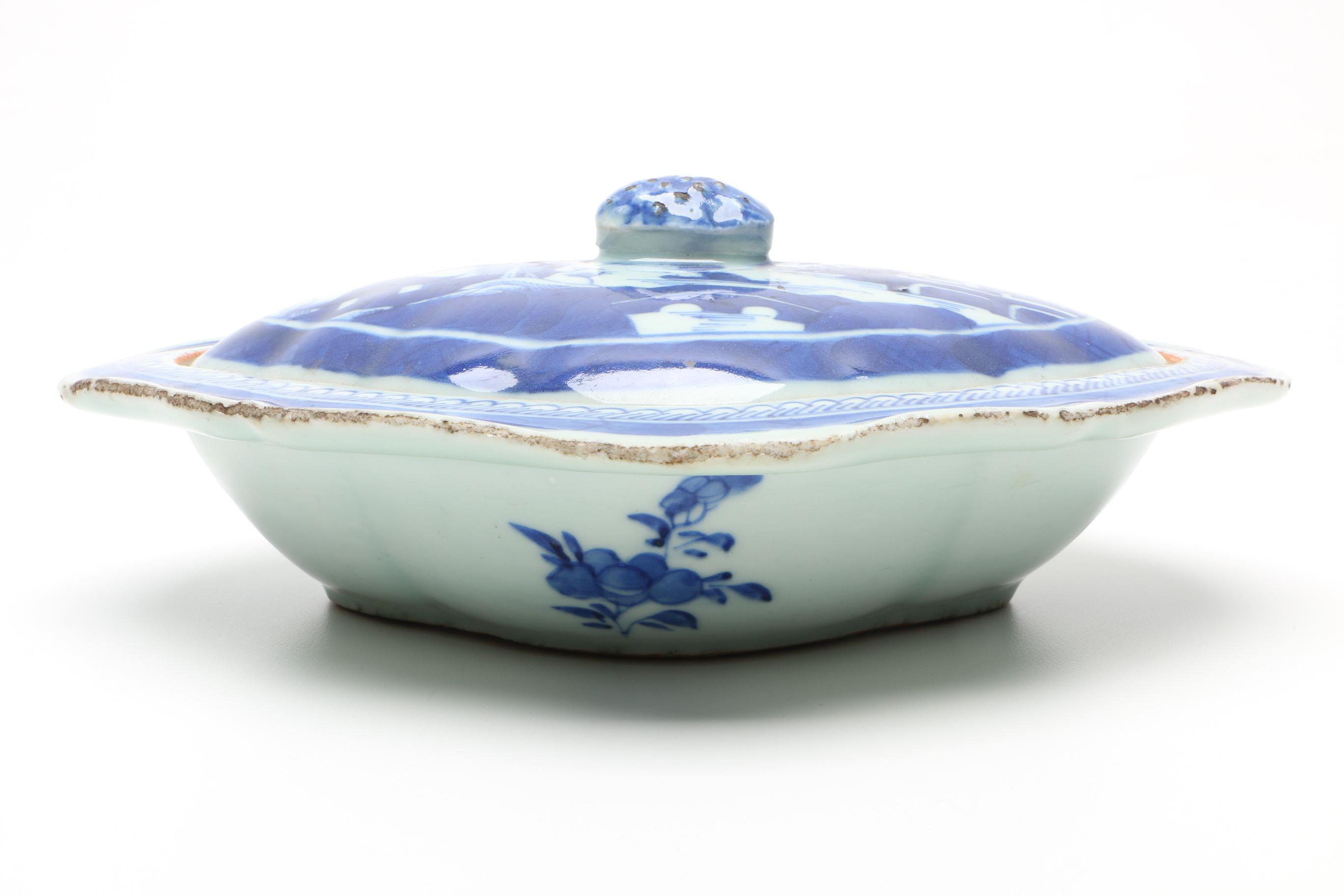 Antique Canton Covered Casserole and Meat Dish