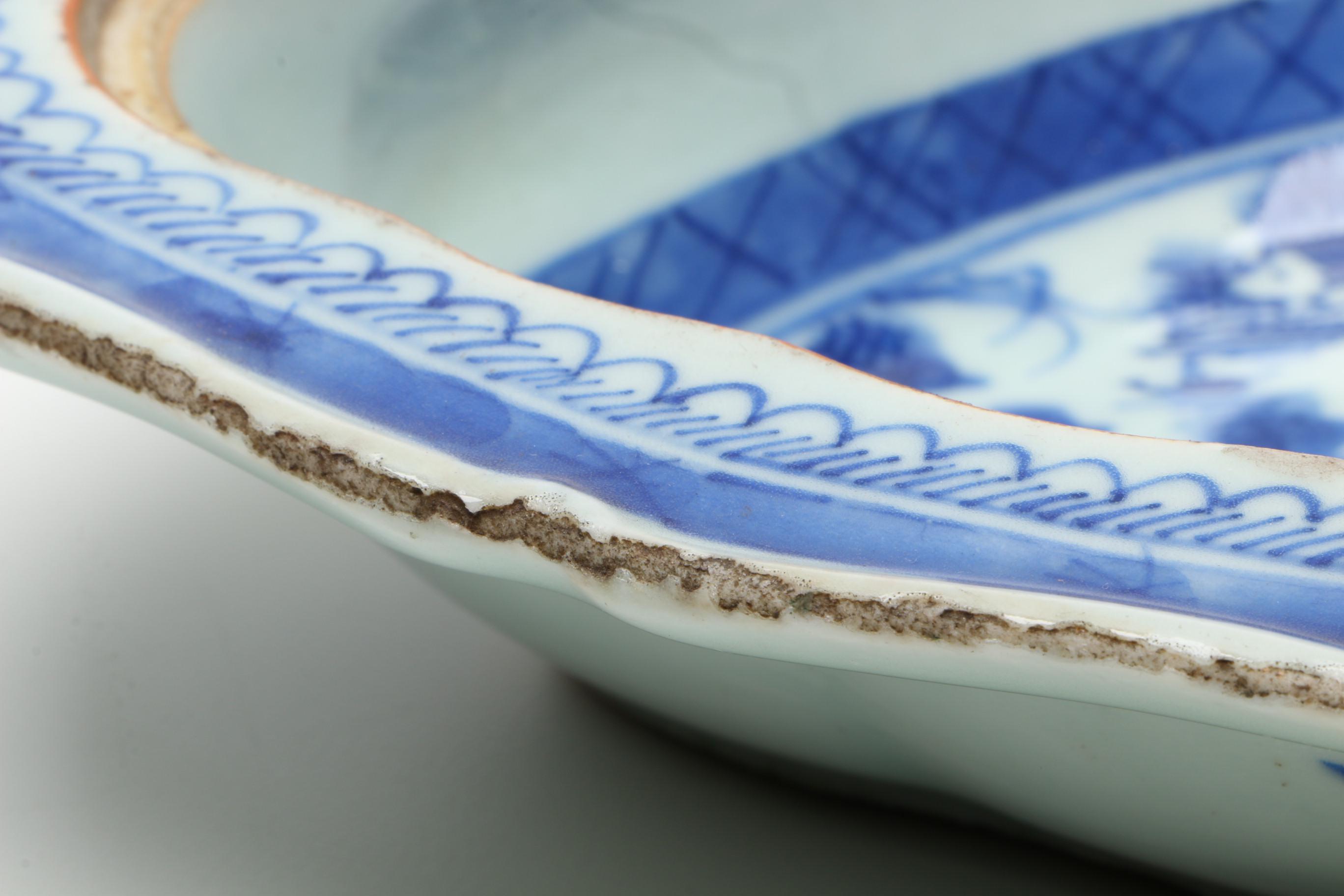 Antique Canton Covered Casserole and Meat Dish