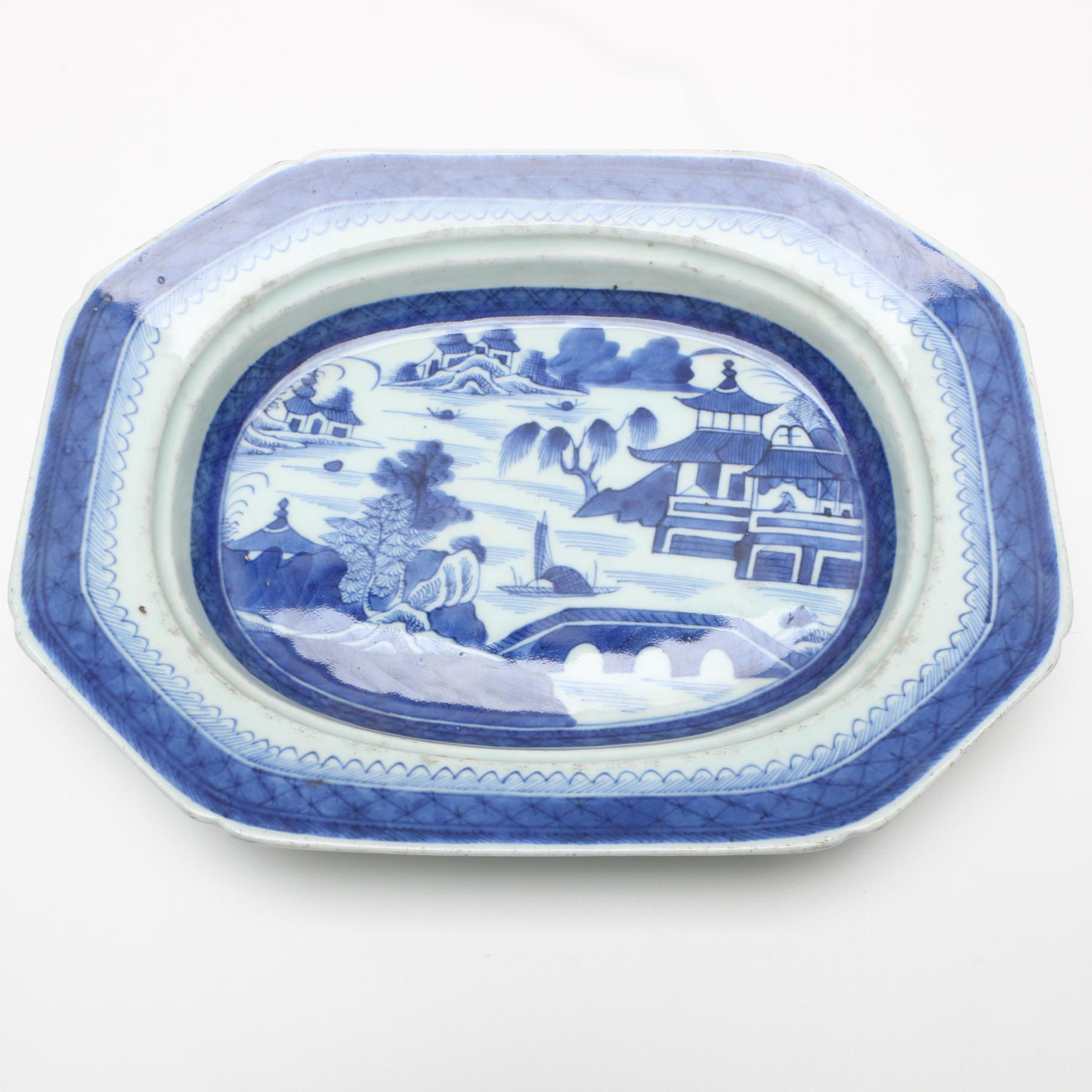 Antique Canton Covered Casserole and Meat Dish