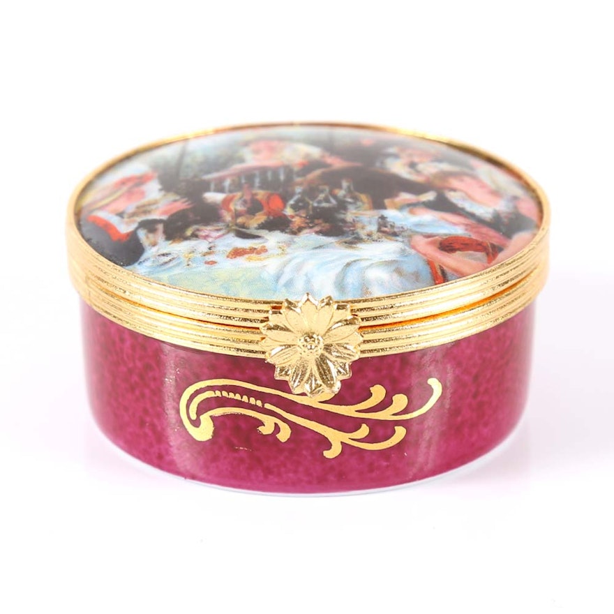 Artoria Limoges Porcelain Pill Box After Pierre-Auguste Renoir.