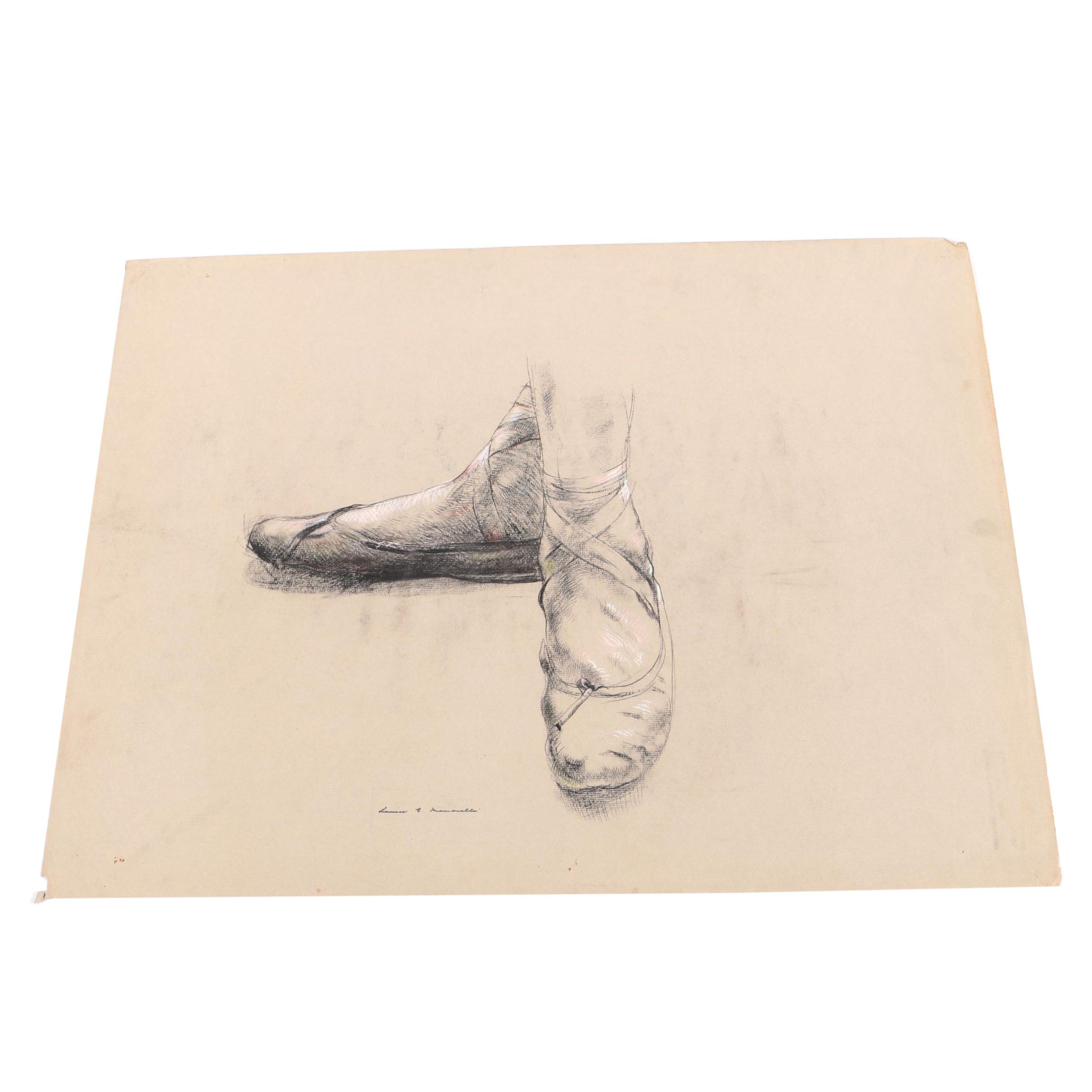 Louise E. Marianetti Charcoal and Pastel Drawing