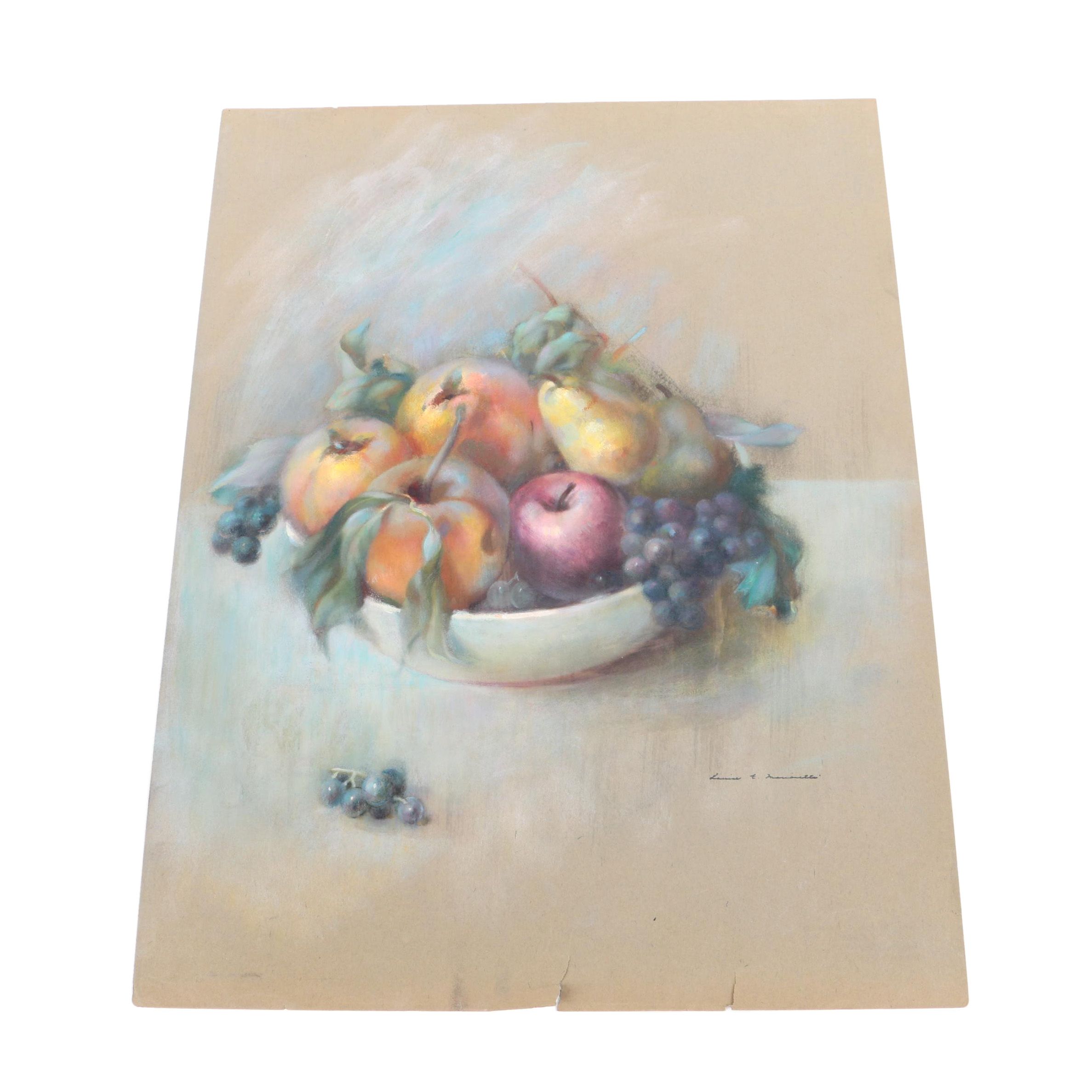Louise E. Marianetti Pastel Drawing of Fruit Bowl