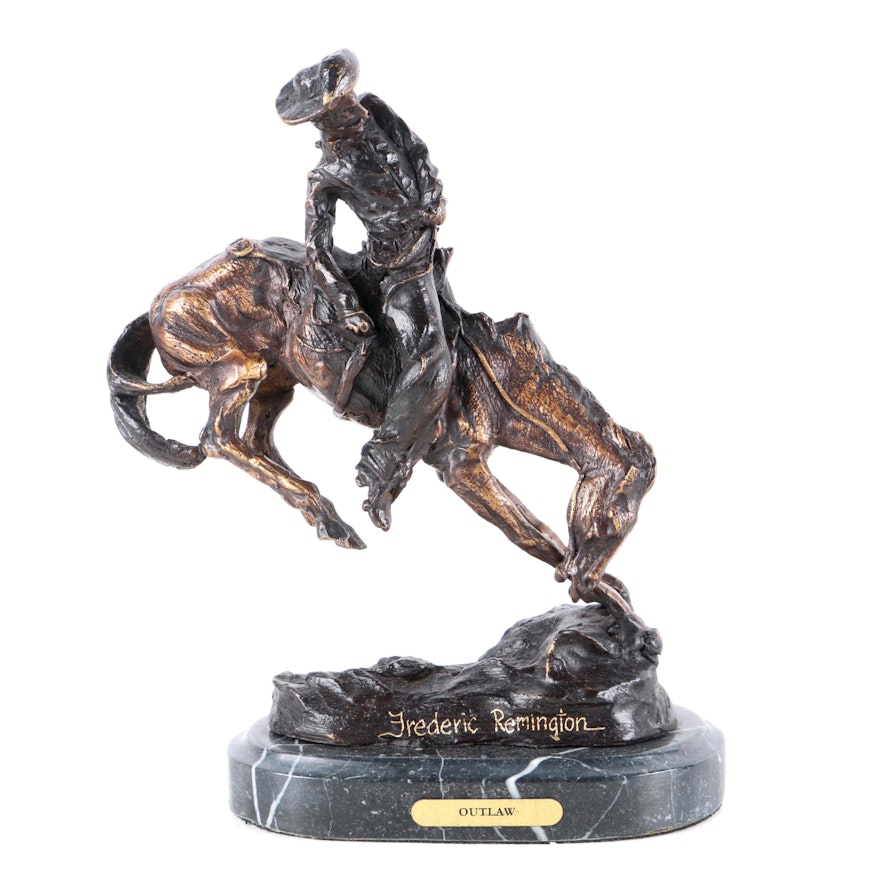 Bronze Tone Reproduction Sculpture After Fredric Remington "Outlaw"