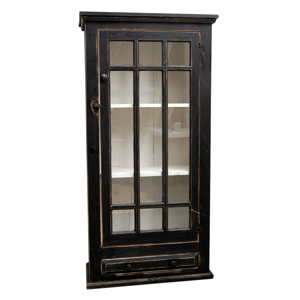 Rustic Black-Painted Kitchen Cabinet