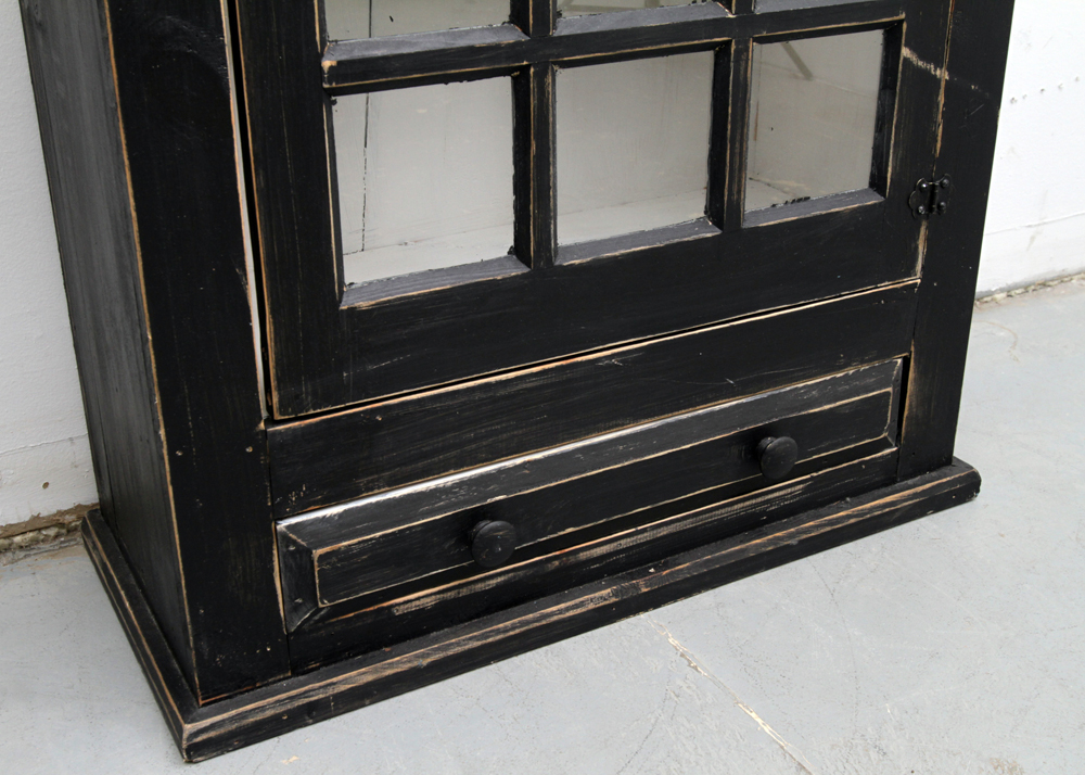 Rustic Black-Painted Kitchen Cabinet