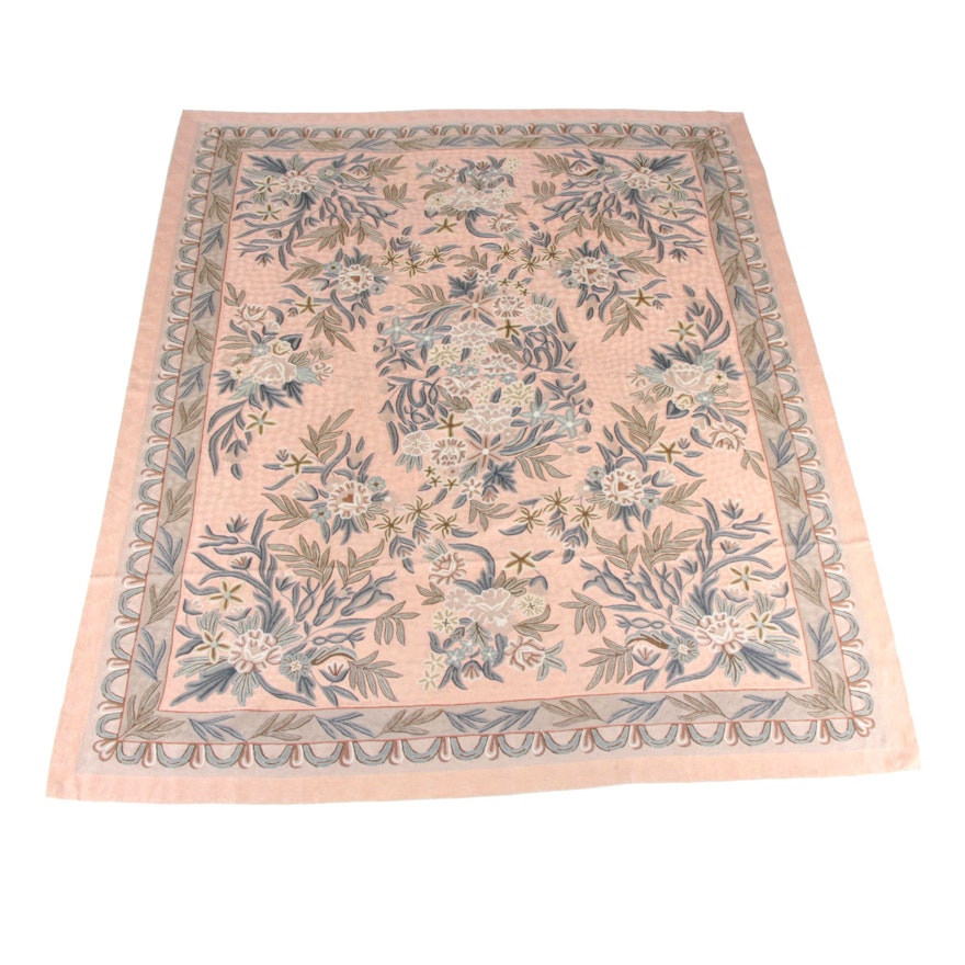 Handwoven Indian Floral Wool Area Rug