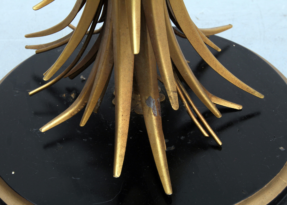 Vintage Hollywood Regency Gilt Metal Wheat Sheaf Side Table