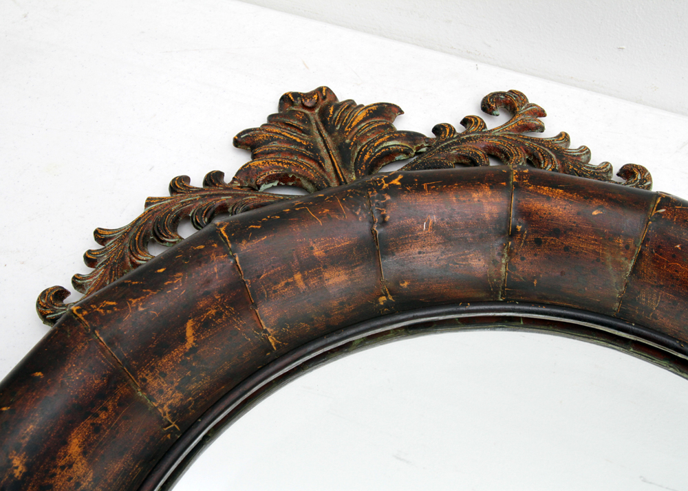 Oval Metal Framed Mirror