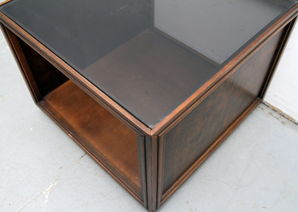 Vintage Smoked Glass Top End Table