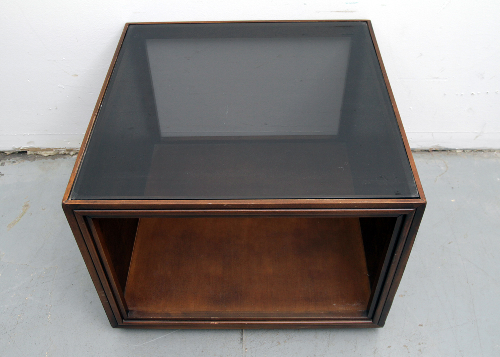 Vintage Smoked Glass Top End Table