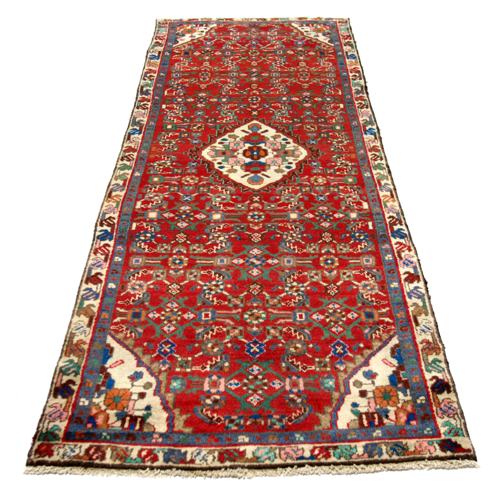 Hand-Knotted Persian Hamadan Wool Carpet Runner