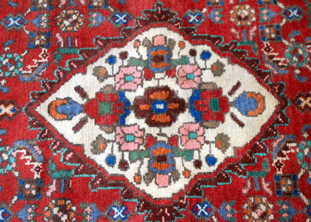 Hand-Knotted Persian Hamadan Wool Carpet Runner